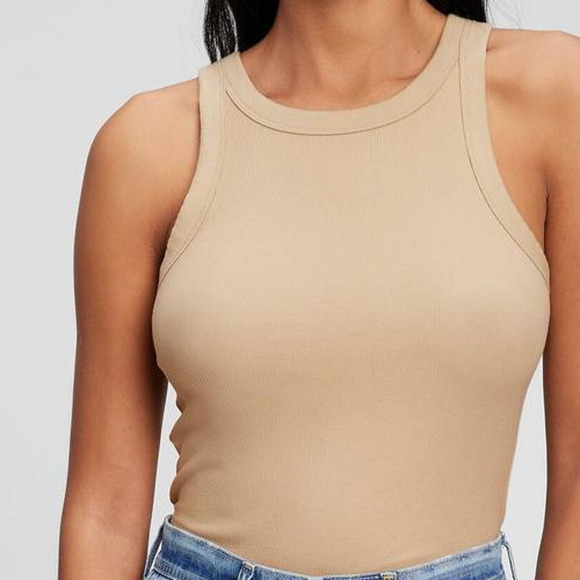 Gap Rib Halter Tank Top Sleeveless Woman's Sage Green Size Large NWT - Picture 10 of 11